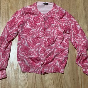 Paisley pink JCrew women's cardigan size L